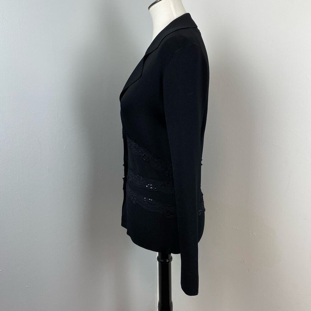 Vertigo Paris Black Lace & Sequin Button Front Knit Cardigan Sweater Small - Picture 9 of 11